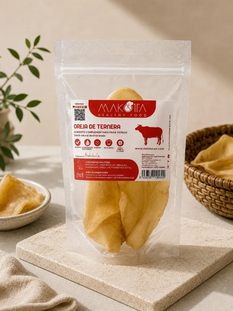 Oreja de ternera para perros — snack natural deshidratado de un solo ingrediente