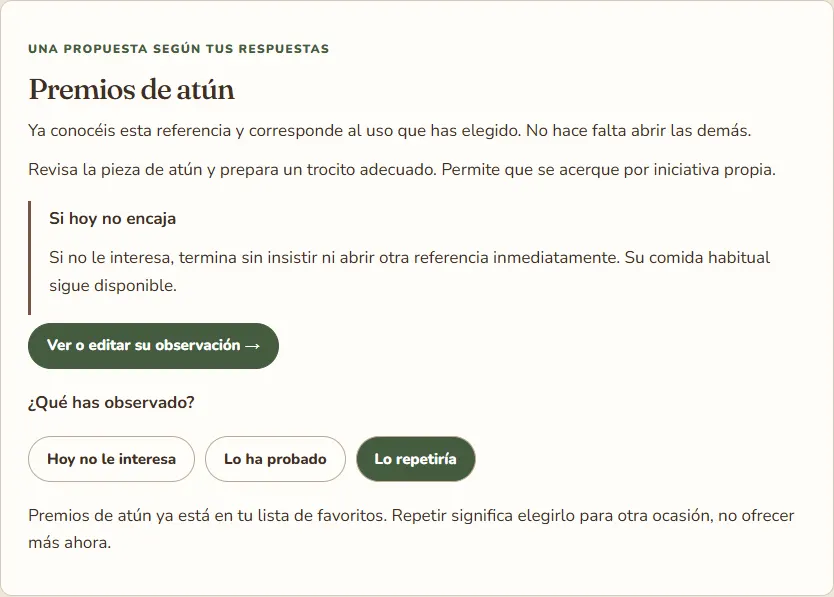 Captura del mapa de favoritos con respuestas de ejemplo