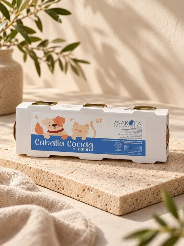 Caballa Cocida sin Sal (3 latas), caballa cocida sin sal para perros y gatos